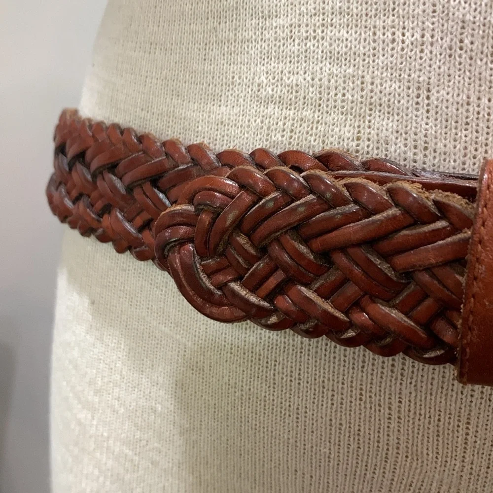 Fossil leather braided woven boho festival sz L belt